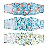 Lyneun 3 Stück Hundewindeln für Rüden, Wiederverwendbare Hundewindeln, Auslaufsichere Inkontinenzhose für Hunde Rüden, Verstellbare Bauchband Hund für erregbares, Urinieren, Markierungen (L)