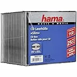 Hama CD Box Slim, Schwarz/Transparent, 25er Pack