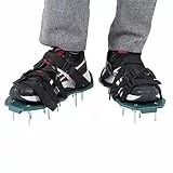 Cocoarm Rasen Nagelschuhe Rasenbelüfter-Schuhe, Garten-Spike-Schuhe, Gras-Belüfter-Schuhe, 1 Paar Rasen-Belüfter-Sandalen Mit Schnalle, Verstellbarer Riemen, Gras-Spike-Schuhe (4 Riemen)