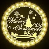 Mudder Weihnachtliche Dekorative Fenster Lichterkette, Warmweiß (Merry Christmas), 17 cm, PVC, Fenster-Montage, LED, Lichterkette, Fensterlicht