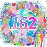 POPOYU 162 Stück Wiederverwendbare Wasserbomben,Wasserbomben Selbstschließend,Water Balloons,Wasserballons,Wasserbombe,Bunch o Balloons Wasserbomben für Kinder Erwachsene Sommer Strand Pool Spielzeug