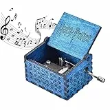 Qazuwa Vintage Spieluhr,Hölzerne Spieluhr,Handkurbel Vintage Spieluhren,Sammler von Spieluhren,für Freunde Valentinstag Weihnachten Festival Geschenk (Blau),6,4x5,2x4,2cm