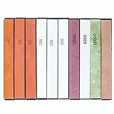 CWOVRS Messerschärfer-Set, 6 hochwertige Keramik-Schärfsteine + 3 Wasser-Schärfsteine mit strapazierfähigem ABS-Kunststoffsockel + 1 Lederriemen für verschiedene Messerschärfer