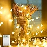 A.bigwhale 30 LED Lichterketten Batterie, Lichterkette Warmweiß Innen Deko, Globe Lichterkette Wasserdicht für Balkon,Terrasse, Garten, Partys, Weihnachten, Hochzeit