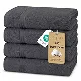 CELESTA Handtücher 50x100 cm – Handtuch 4er-Set aus 100% ringgesponnene Baumwolle, Oeko-TEX Zertifiziert – Weich, saugstark & schnelltrocknend – Dunkelgrau