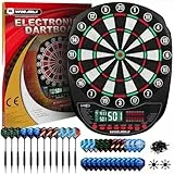 WIN.MAX Elektronische Dartscheibe Soft Tip Dartscheibe Set LED Displays 3 Sprachen mit 12 Dartpfeilen 100 Spitzen
