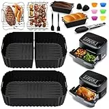 Heißluftfritteuse Zubehör für Philips Dual Flexbasket Airfryer 1000 Series 7,1L, 3Pcs Maßgeschneiderte Airfryer Silikonform Zubehör - Grillrost, Kuchen Brotform, für Philips Airfryer NA154/00 7,1L