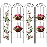 SUNYRISY Rankgitter Metall 4er Set, 180 cm hoch Garten Rankhilfe Spalier Rosengitter für Kletterpflanzen Blume Topfpflanzen Traube Gemüse, Schwarz