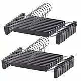 Hosenbügel,20 Stück Kleiderbügel mit starken Antirutsch verstellbaren Clips Haken,Platzsparend Hosenbügel Kleiderbügel für Hängende Hosen Socken Röcke Mäntel,Schwarz