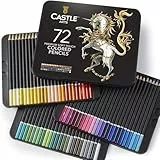 Castle Art Supplies 72 Buntstifte Set |Hochwertige Farbminen mit weichem Kern für erfahrene Künstler, Profi- und Farbkünstler | Geschützt und sortiert in einer Präsentationsbox aus Blech