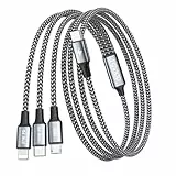RAVIAD 100W USB C auf Multi USB Kabel [2M] 3 in 1 Ladekabel mit E-Mark Chip Schnellladekabel USB C auf USBC[100W]+Micro[10W]+Lightning[27W] für iPhone 15/14, Galaxy S24/S23, MacBook Pro/Air, Pad