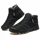 ziitop Winterschuhe Herren Warm Gefüttert Schneestiefel Reißverschluss Kurzschaft Stiefel Flach Winter Outdoor Boots Bequem Rutschfeste Winterstiefel Schwarz 42 EU