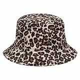 O-Kinee Leopardenmuster Fischerhut Damen,Anglerhut,Sommer Sonnenhut Faltbar Herren,Bucket Hat für Urlaub,Lustige Kopfbedeckung Accessoires für Festival Party Karneval Fasching