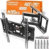RICOO TV Wandhalterung Fernseher Halterung Schwenkarm mit Fischer-Dübel für 40-75 Zoll Bildschirm Flach OLED Fernsehhalterung für Wand R23-F Schwenkbar Neigbar Fernseh-Arm bis 95-Kg & VESA 400x400