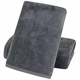 KinHwa Mikrofaser Handtuch 2er Set | Weiche und leichte Microfaser Handtücher, Mikrofaser Badetuch, Super saugfähiges Sporthandtuch| 40cm x 76cm | Reisehandtuch Schnelltrocknend & fusselfrei | Grau