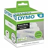 DYMO Original LabelWriter Etiketten für Hängemappen | 12 mm x 50 mm | Rolle mit 220 leicht ablösbaren Etiketten | selbstklebend | für LabelWriter Etikettendrucker und Beschriftungsgerät