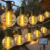 Solar Lichterkette LED für Aussen: 15M 50FT G40 LED Outdoor Solarlichterkette 3 Modi mit Wetterfest G40 Glühbirne IP65 Wasserdich Aussen Lichterketten für Balkon Garten Pavillon Terrasse Vorzelt
