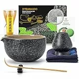 TEANAGOO Matcha Set | Matcha Tee Set | Matcha Schale |matcha zubehör set|Matcha Schüssel mit Ausgießer Bambus Matcha Whisk-7 Stück MatchaTea Sets für Matcha-Liebhaber,N17, Anthrazitgrau