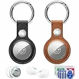 Anhänger Leder Schlüsselanhänger, Hülle,Einsetzbar für zubehör,Key Finder,GPS Tracker Schutzhülle,Schützt Kratzern und positioniert es präzise(braun+schwarz)