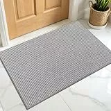 Enyhom Schmutzfangmatte Innen & Aussen 60 x 90cm, rutschfest Fußmatte Waschbar Absorbierend Fussmatte Schuhmatte Strapazierfähiger Eingangsteppich für Haustür & Eingang, Grau+Weiß