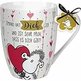 Sheepworld Tasse mit Spruch 'Jemand hat dich lieb' | Kaffeetasse, Porzellan, 30 cl | Sheepworld Lieblingstasse, Geschenk Liebe | 59600