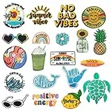 20 Stück Sommer Strand Hippie VSCO Vintage Patches zum Aufbügeln Iron on/Sew on Patch Bestickte Aufnäher Flicken Bügelbilder für Aufnähen oder Aufbügeln auf Kleidung,Rucksäcke,Jacken,T-Shirt