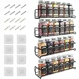 LXUDN Rocneuna 4-Teiliges Set Gewürzregal Wand Ohne Bohren, Schwarz Gewürzständer Mit Breiterem Innenschlitz Hält Größere Gewürzgläser,29×8×6CM Benutzt als Küchenschrank Organizer Küchenregal Wand