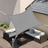 SONGMICS Sonnensegel 2 x 3 m, wasserfest mit Einer Wassersäule von 665 mm, Sonnenschutz aus reißfestem Polyester, UV-Schutz 93%, Terrasse, Garten, Balkon, rechteckig, 2 m Seile, hellgrau GSH23QY