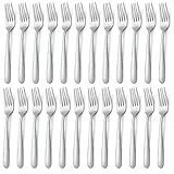 BEWOS Edelstahl Gabel Set 24 Stück, 8,1'(20,7cm) Tafelgabeln, Spiegelpoliert, Spülmaschinenfest, Geeignet für Haushalte, Restaurants, Kantinen