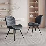 Hawthyhome Esszimmerstühle 2er Set, Küchenstuhl, Stuhl Esszimmer Wohnzimmer, ergonomischer Sessel, Armlehnstuhl, Polsterstuhl, Wasserdichtes Material,Metallbeine, Dunkelgrau