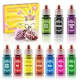 Fettlösliche Lebensmittelfarbe, Wwtop 10 Farben Ölbasis Lebensmittelfarben für Schokolade Tortendeko, Hochkonzentrierte Food Coloring Set für Fondant, Cupcake, Backen, Speisefarbe -6ml je
