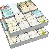 Homsorout Schubladen Organizer Kleiderschrank Organizer - Faltbare Unterwäsche Organizer 15er Set Aufbewahrungsbox Stoff Schubladen Ordnungssystem für Hosen, Kleidung, Socken, Hellgrau