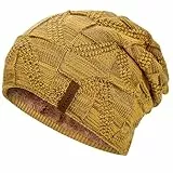 HAMUNI Mütze Damen - Atmungsaktiv Strickmütze Herren - Slouch Beanie Mütze mit Weichem Fleece Innenfutter - Unisex Wintermütze - Klassische Herren Damen Mütze für Herbst Winter Frühjahr (Gelb)