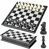 Aoyfuwell Magnetisches Schachspiel - Hochwertiges, faltbares Schachbrett（25x25cm），reiseschach，Anfänger Schach Satz- Tragbares Schachbrett für Reisen und Familientreffen