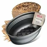 Zenker Brotform oval BLACK METALLIC, Brotbackform mit keramisch verstärkt Antihaftbeschichtung, Kuchenform aus hochwertigem Stahlblech, Backform für Brot (Farbe: Schwarz), Menge: 1 Stück