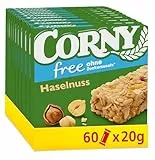 Müsliriegel Corny free Haselnuss, ohne Zuckerzusatz, 71 kcal pro Riegel, 60x20g