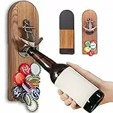 ZONSUSE Flaschenöffner Wand Magnet mit Auffangbehälter,Vintage Holz Bieröffner Wand mit Behälter,Magnetischer Flaschenöffner,Einzigartige Geschenkideen Geschenke für Männer Weihnachten Geschenke