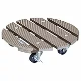 WAGNER Pflanzenroller WPC FSC® Ø 29 x 7,5 cm I Blumenroller für Außenbereich + Innenbereich I Kübelroller FSC® Wood Plastic Composite, Taupe I 2 Feststeller I Tragkraft 100 kg - 20053601