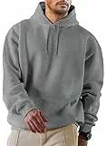JMIERR Herren Hoodie mit Taschen Freizeit Baumwolle Sweatshirts Langarm Fallen Winter Kordelzug Kapuzenpullovers Grau L