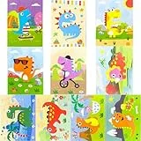 Canollo Mosaik Bastelset für Kinder, 10 Stück 3D EVA Schaum Aufkleber, Dinosaurier Beidseitig Spielbar, Selbermachen von Cartoon-Aufklebern für Kinder, Selbstklebend Moosgummi Kunstsets