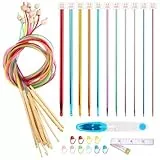 NVIYAM 11PC Tunesische Häkelnadeln Set, 12 PC Tunesische Häkelnadel mit Seil, Afghan Häkelnadeln Perfekt, Tunesisch Häkelnadel Tunesisch Lange Häkelnadel für Anfänger, für Schals, Pullover, Teppich