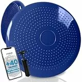 unycos - Ballsitzkissen inkl. Pumpe【Ø34 cm | Trägt 150 kg】Orthopädisches Sitzkissen Anti-Burst, Noppenkissen, Balance Pad, Luftkissen für Bürostuhl, Fitness, Reha/Koordinations (Dunkelblau; Basic)