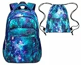 LEDAOU Schulrucksack Jungen Teenager Mädchen Schultaschen Kinder Rucksäcke Wasserdicht Leichtgewicht Schulranzen Groß für Schule Geschenke (Galaxy Blue+5017)