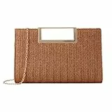 EVEOUT Stroh Clutch für Damen Stroh Abendhandtasche Sommer Gewebt Hochzeitstasche Umhängetasche für Party Urlaub