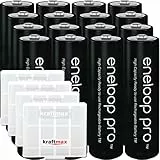 kraftmax 16er Pack Panasonic Eneloop PRO XX AA/Mignon Akkus - Neueste Generation - 2550 mAh Hochleistungs Akku Batterien Akkubox V5
