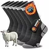 Niorasen Merino Socken Herren Damen, Dicke Thermosocken, Funktions Merinowolle Wandersocken, Warme Wintersocken, Arbeitssocken, Gepolstert Wollsocken, Laufsocken, Sportsocken, Unisex 3 Paar