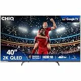 CHiQ 40 Zoll (101cm) FHD, QLED Pro Smart Google TV, Kompatibel mit HDR10, dbx-tv, Apple AirPlay, Prime Video, YouTube, Dolby Audio, mit Google Sprachsteuerung, Rahmenloses Design, L40QST