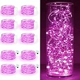 Maxee 10 Stück 2M Rosa LED Lichterkette Batterie, Wasserdicht für DIY, Party, Stimmung Lichter, Weihnachtsdeko, Innen- und Außenbereich Deko, 4 Stück Quadratische + 6 Stück Flache Lichterkette-1