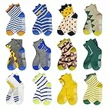 HYCLES Baby ABS Socken Kinder 12 Paar Stoppersocken Kinder Anti Rutsch Socken Kind Jungen Mädchen 23-26 27-30 Kleinkind Socken Baby 01 Krokodil für 3-5 Jahre