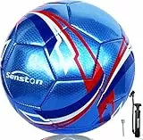 Senston Fussball mit Pumpe, Soft-Touch Fußball Grösse 5 für Rasen und Kunstrasen, Training Soccer für Anfänger, Familien und Freizeitspieler